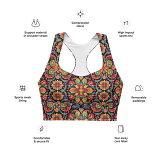 Sports Bra Colorful Patterned Eco Friendly Longline Athletic Bra