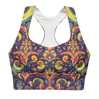 Sports Bra Colorful Vibrant Sports Bra Eco Friendly Longline Athletic Bra