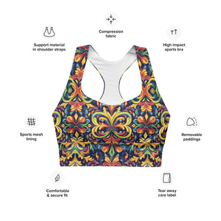 Sports Bra Colorful Vibrant Eco Friendly Longline Athletic Bra