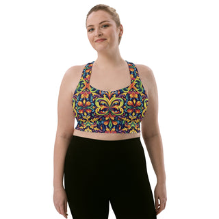 Sports Bra Colorful Vibrant Eco Friendly Longline Athletic Bra