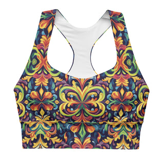 Sports Bra Colorful Vibrant Eco Friendly Longline Athletic Bra