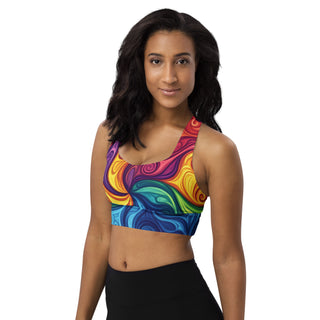 Sports Bra Rainbow Swirl Eco Friendly Longline Athletic Bra