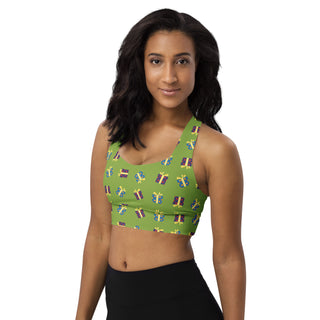 Sports Bra Green Christmas Presents Sports Bra Eco Friendly Longline Athletic Bra