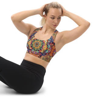 Sports Bra Colorful Mandala Eco Friendly Longline Athletic Bra