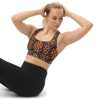 Sports Bra Colorful Patterned Eco Friendly Longline Athletic Bra