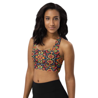 Sports Bra Colorful Patterned Eco Friendly Longline Athletic Bra