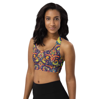 Sports Bra Colorful Vibrant Sports Bra Eco Friendly Longline Athletic Bra