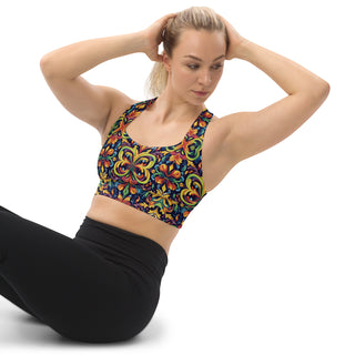 Sports Bra Colorful Vibrant Eco Friendly Longline Athletic Bra