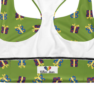 Sports Bra Green Christmas Presents Sports Bra Eco Friendly Longline Athletic Bra