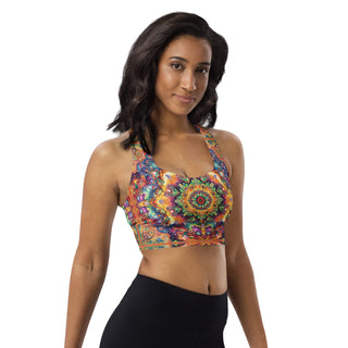 Sports Bra Colorful Mandala Eco Friendly Longline Athletic Bra