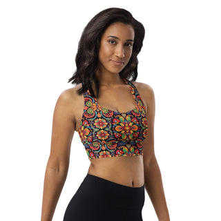 Sports Bra Colorful Patterned Eco Friendly Longline Athletic Bra