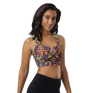 Sports Bra Colorful Vibrant Sports Bra Eco Friendly Longline Athletic Bra