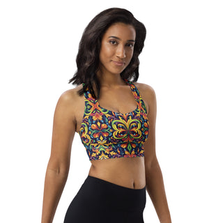 Sports Bra Colorful Vibrant Eco Friendly Longline Athletic Bra