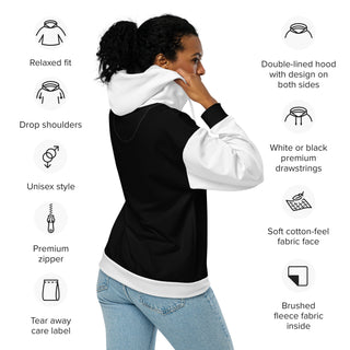 Hoodie Zip Up Eco-Friendly Unisex Fit Black White Jacket Sweatshirt Hoodie