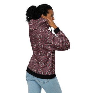 Hoodie Zip Up Eco-Friendly Unisex Fit Red Mosaic Jacket Sweatshirt Hoodie