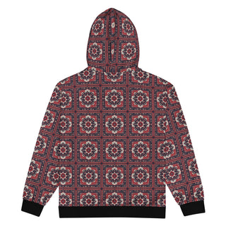 Hoodie Zip Up Eco-Friendly Unisex Fit Red Mosaic Jacket Sweatshirt Hoodie