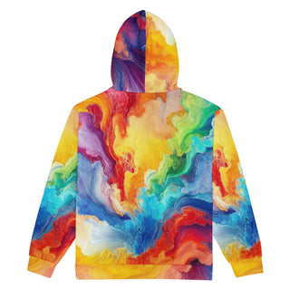 Hoodie Zip Up Eco-Friendly Unisex Fit Rainbow Abstract Jacket Light Sweatshirt Hoodie