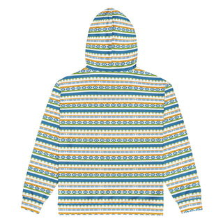 Hoodie Zip Up Eco-Friendly Unisex Fit Jacket Blue Green Orange Patterned Sweatshirt Hoodie