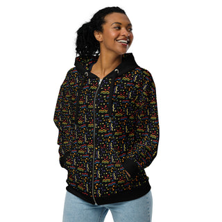 Hoodie Zip Up Eco-Friendly Unisex Fit Colorful Rainbow Geometric Jacket Sweatshirt Hoodie