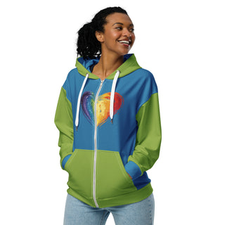 Hoodie Zip Up Eco-Friendly Unisex Fit Green Blue Jacket Sweatshirt Hoodie