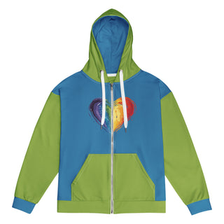 Hoodie Zip Up Eco-Friendly Unisex Fit Green Blue Jacket Sweatshirt Hoodie