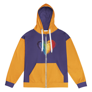 Hoodie Zip Up Eco-Friendly Unisex Fit Orange and Purple Sweatshirt Hoodie