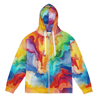 Hoodie Zip Up Eco-Friendly Unisex Fit Rainbow Abstract Jacket Light Sweatshirt Hoodie