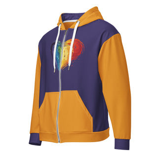 Hoodie Zip Up Eco-Friendly Unisex Fit Orange and Purple Sweatshirt Hoodie