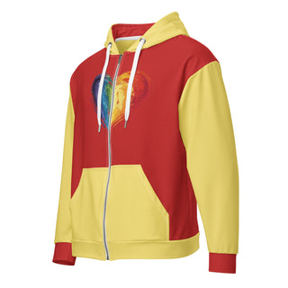 Hoodie Zip Up Eco-Friendly Unisex Fit Red Yellow Jacket Sweatshirt Hoodie