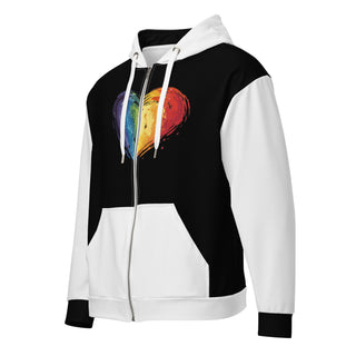 Hoodie Zip Up Eco-Friendly Unisex Fit Black White Jacket Sweatshirt Hoodie