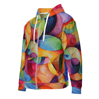 Hoodie Zip Up Eco-Friendly Unisex Fit Colorful Abstract Jacket Sweatshirt Hoodie