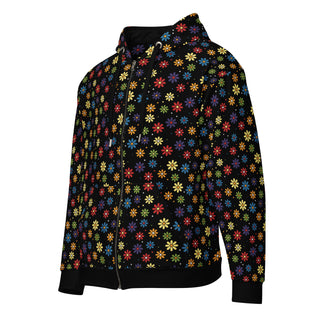 Hoodie Zip Up Eco-Friendly Unisex Fit Floral Jacket Sweatshirt Hoodie