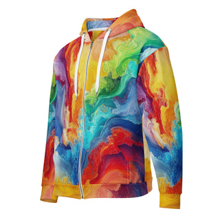 Hoodie Zip Up Eco-Friendly Unisex Fit Rainbow Abstract Jacket Light Sweatshirt Hoodie