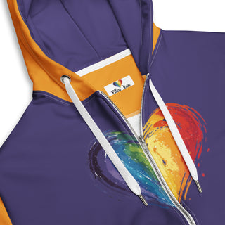 Hoodie Zip Up Eco-Friendly Unisex Fit Orange and Purple Sweatshirt Hoodie