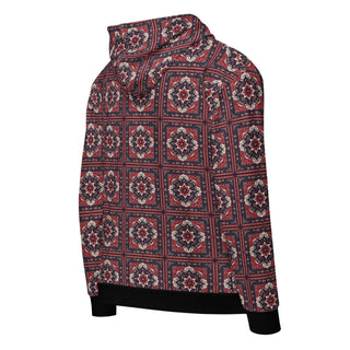 Hoodie Zip Up Eco-Friendly Unisex Fit Red Mosaic Jacket Sweatshirt Hoodie