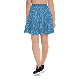 Skater Skirt Blue Floral Soft Flowy Stretchy Skirt