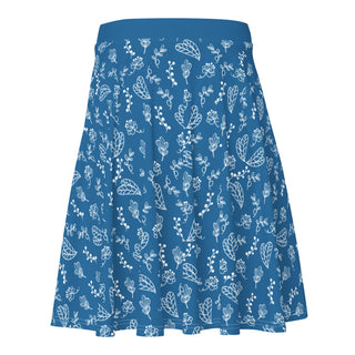 Skater Skirt Blue Floral Soft Flowy Stretchy Skirt