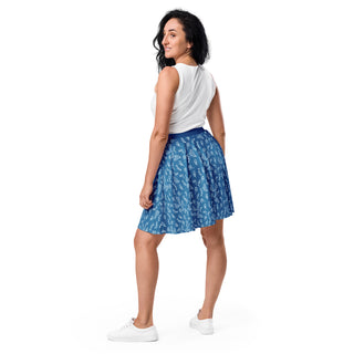 Skater Skirt Blue Floral Soft Flowy Stretchy Skirt