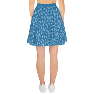 Skater Skirt Blue Floral Soft Flowy Stretchy Skirt