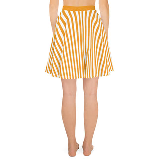 Skater Skirt Orange Stripe Flare Skirt