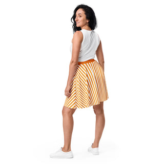 Skater Skirt Orange Stripe Flare Skirt