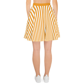 Skater Skirt Orange Stripe Flare Skirt