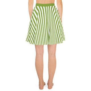 Skater Skirt Green Stripe Flare Skirt