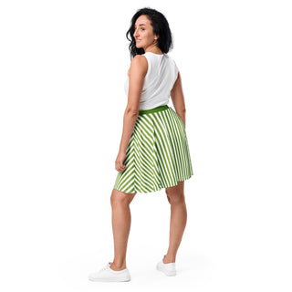 Skater Skirt Green Stripe Flare Skirt