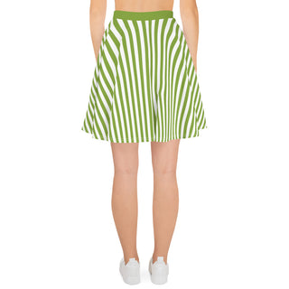 Skater Skirt Green Stripe Flare Skirt