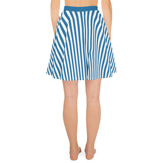 Skater Skirt Blue Stripe Flare Skirt