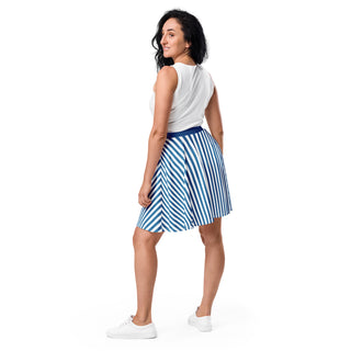 Skater Skirt Blue Stripe Flare Skirt