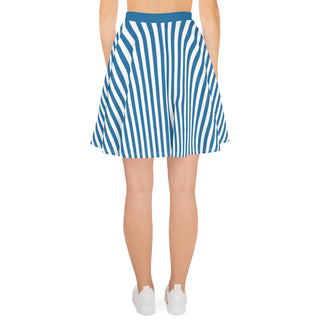 Skater Skirt Blue Stripe Flare Skirt