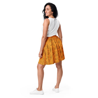 Skater Skirt Orange Floral Flare Circle Skirt