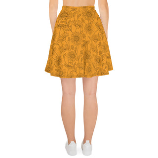 Skater Skirt Orange Floral Flare Circle Skirt